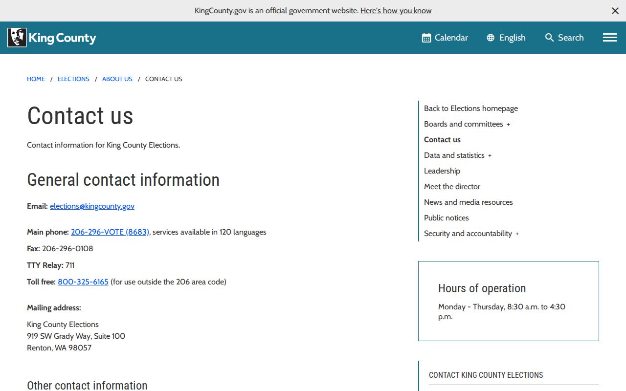 Shoreline voter registration records and King County Elections contacts