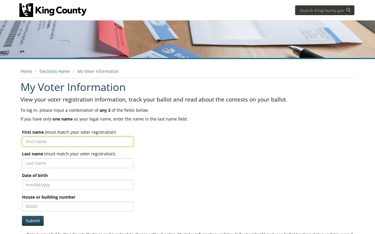 Shoreline voter registration records lookup with four identity fields